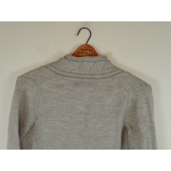 Eddie Bauer Merino Wool Gray Sweater Small V-Neck Layering Cable Knit Classic - Picture 5 of 10